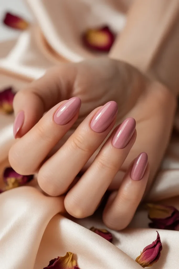 Dusty rose nails, matte finish
