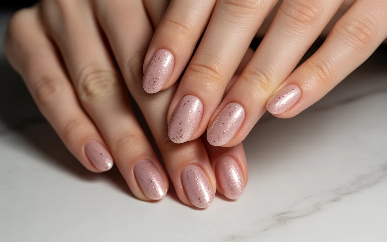 Elegant Pink Glitter Nails