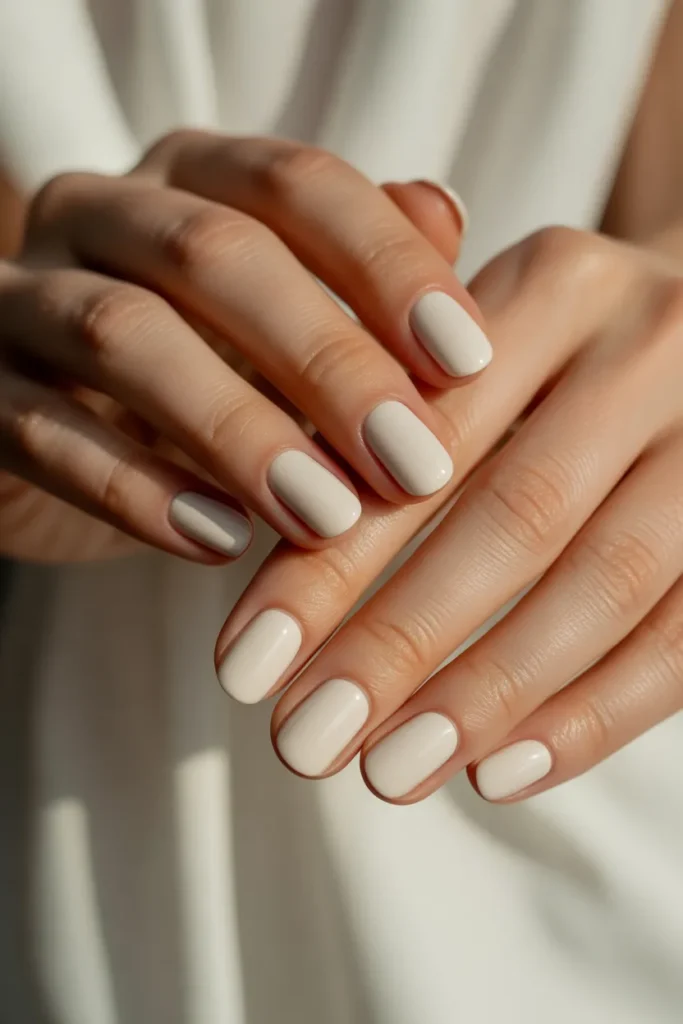 Ivory nails, soft lighting