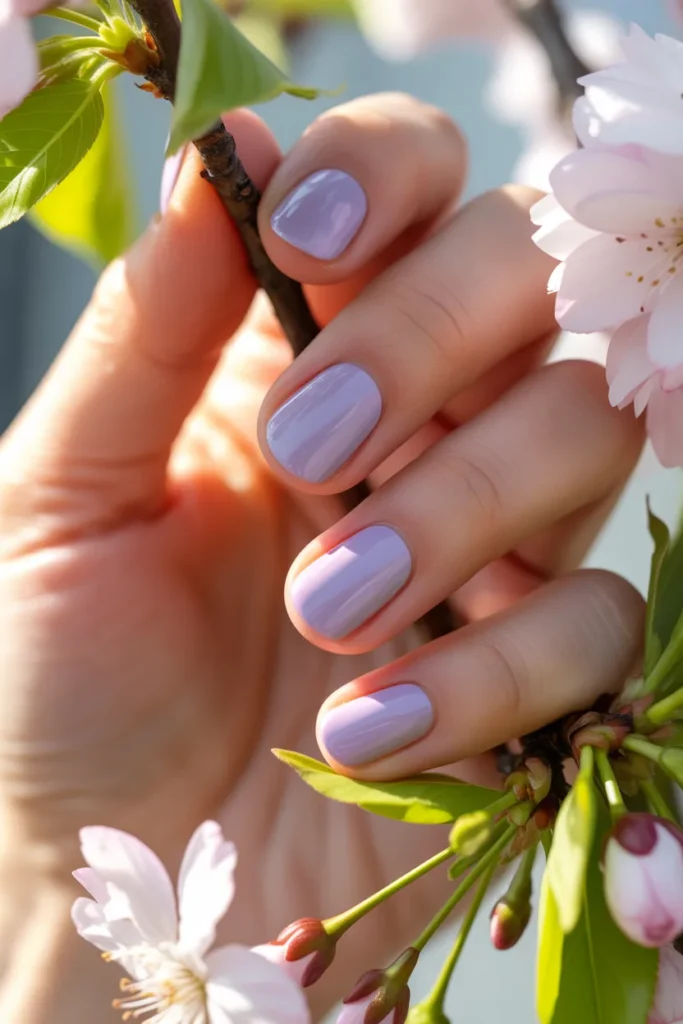Light lilac nails, spring aesthetic