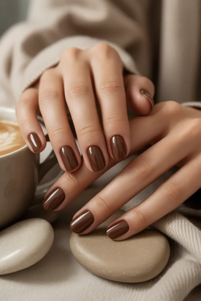 Mocha nails, cozy neutral tones