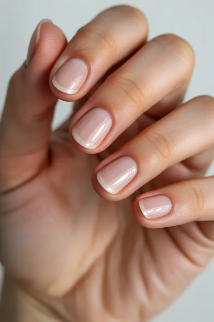 Natural nails with sheer gloss topcoat