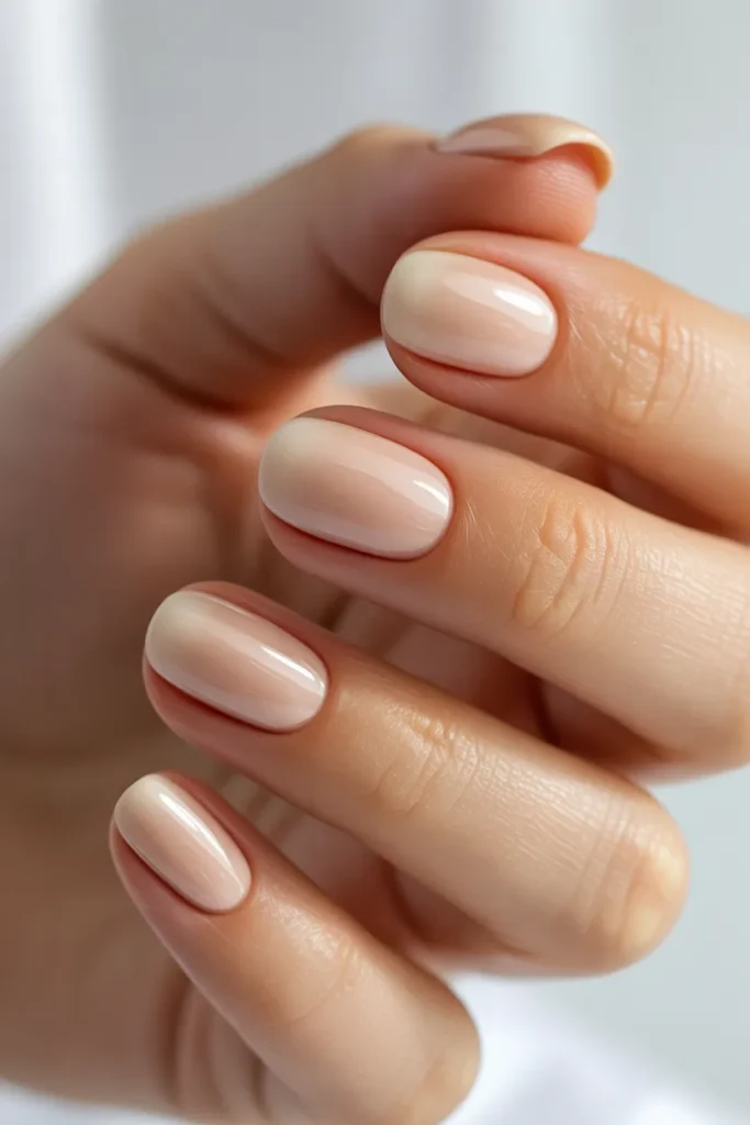 Nude ombre nails, soft blend