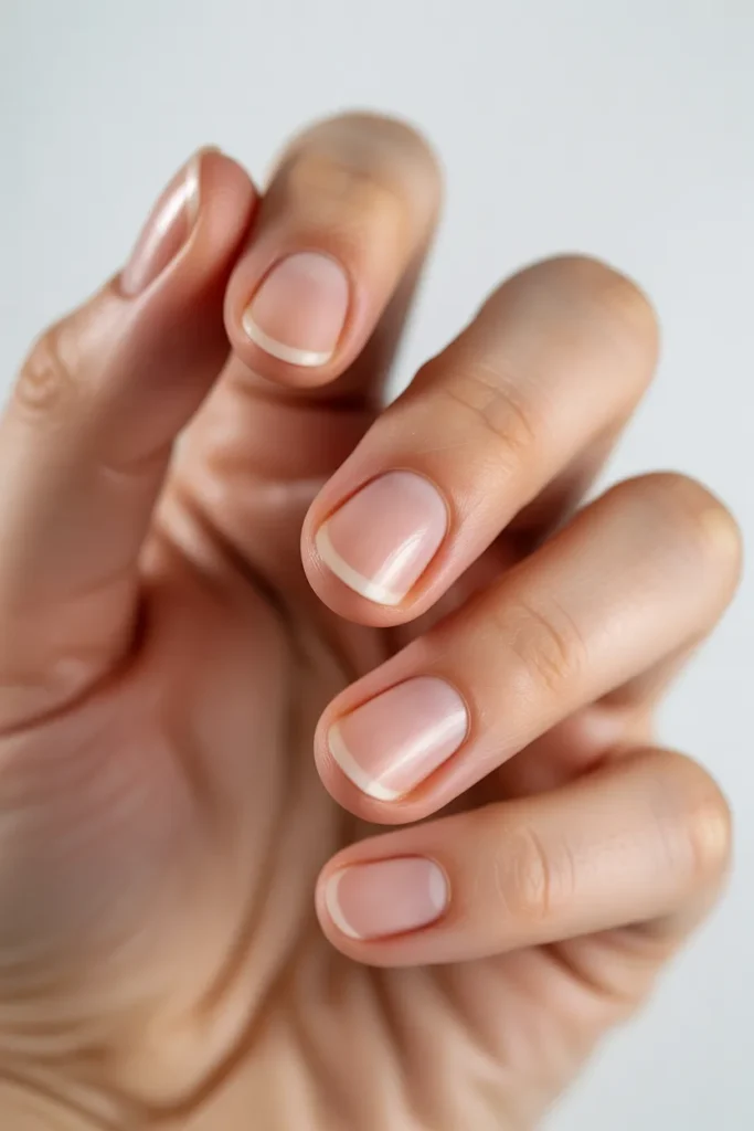 Short natural nails, clear gloss