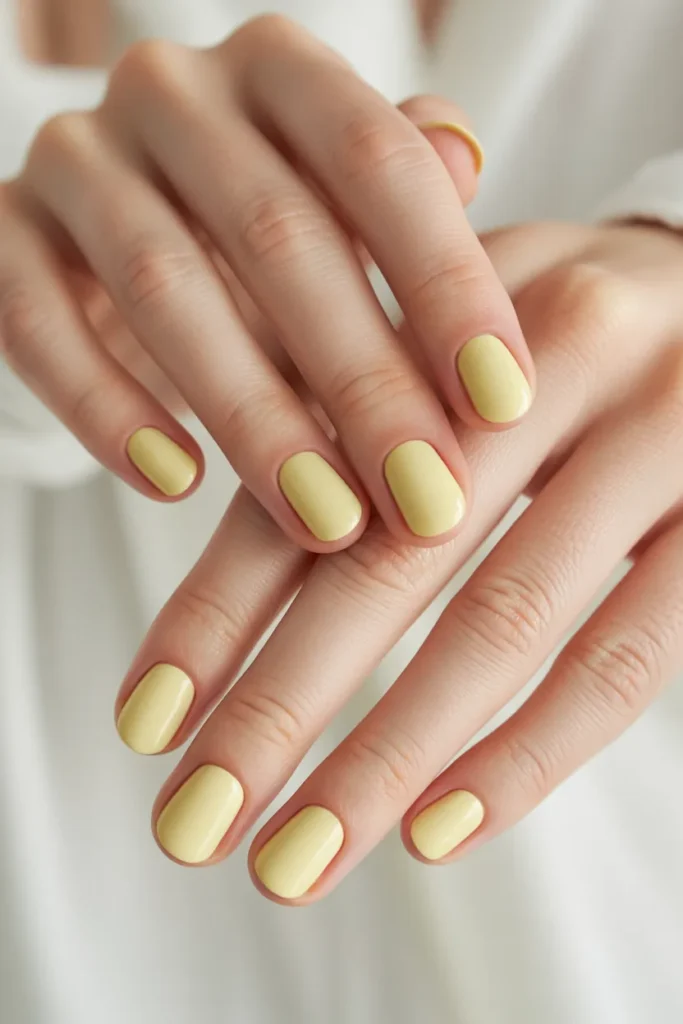 Soft pastel yellow nails