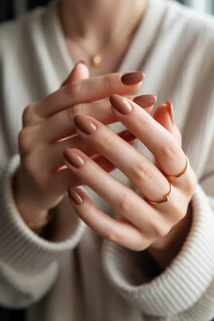 Taupe nails, matte finish