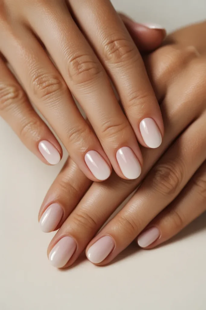 baby boomer nails, soft ombre pink white