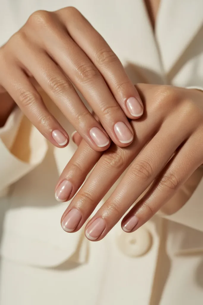 buffed natural nails, healthy shine