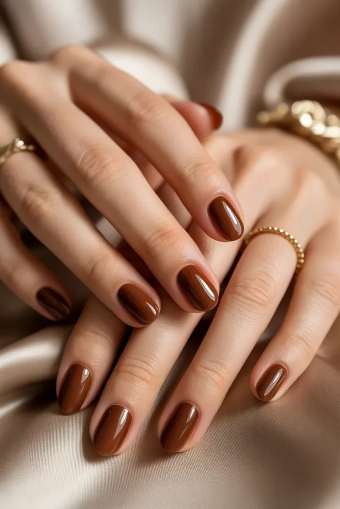 coffee brown nails, creamy tones