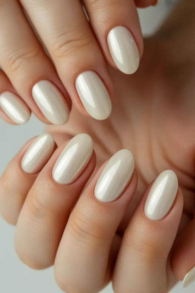 ivory nails glossy, soft cream color
