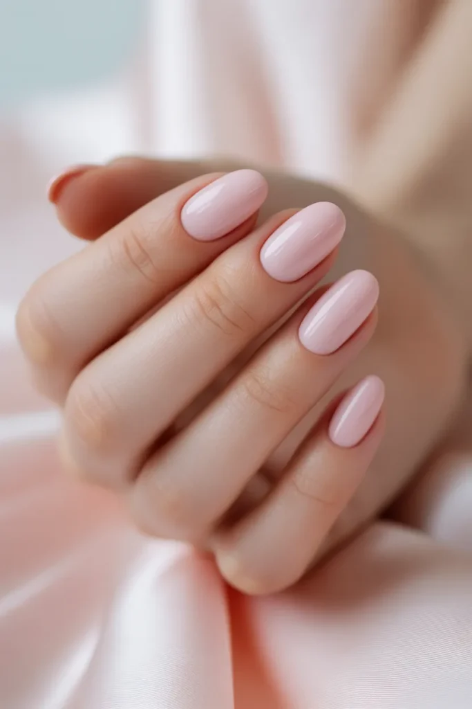 matte pink nails, pastel tone