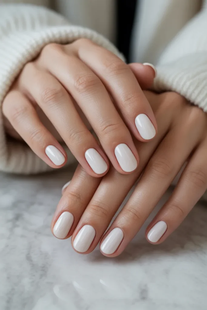 off white nails, creamy tone