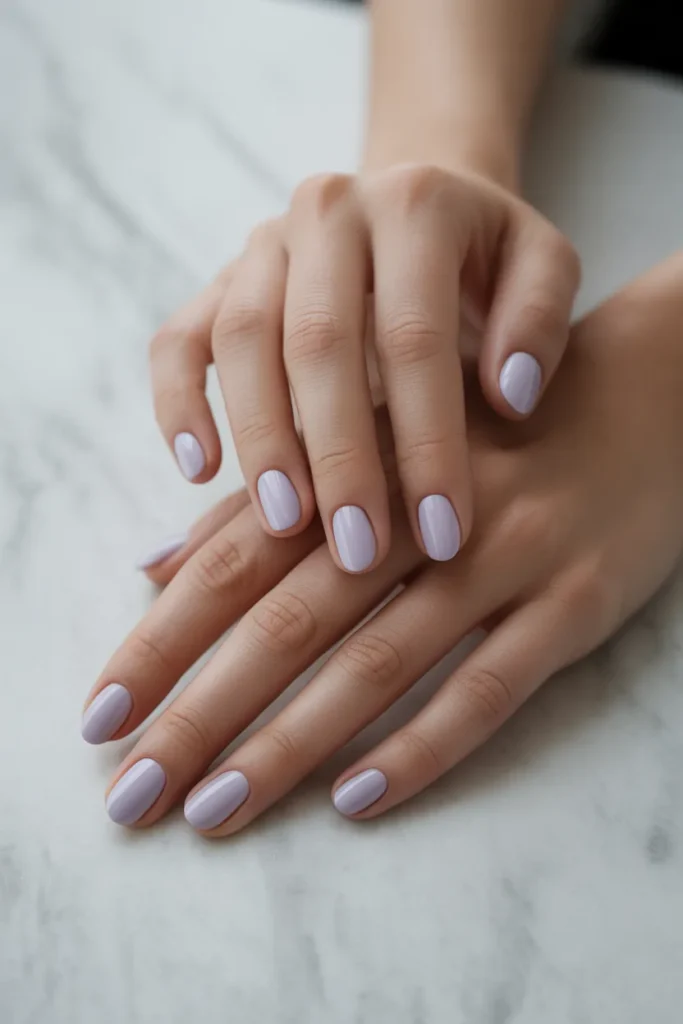 pale lavender nails, soft pastel manicure