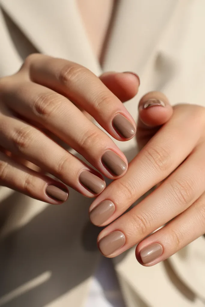 sand tone nails, neutral manicure