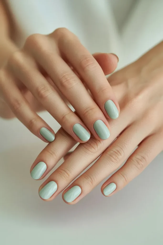soft mint nails, pastel tone