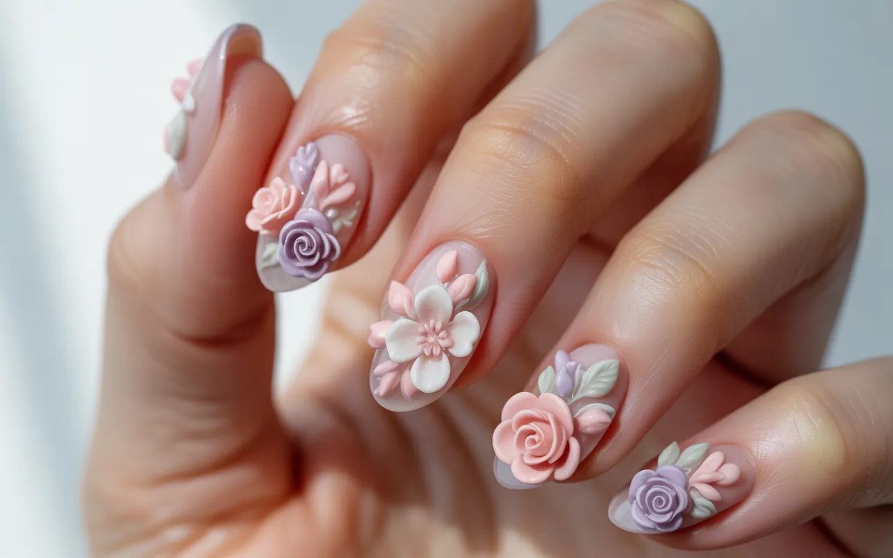 3D Floral Nail Designs