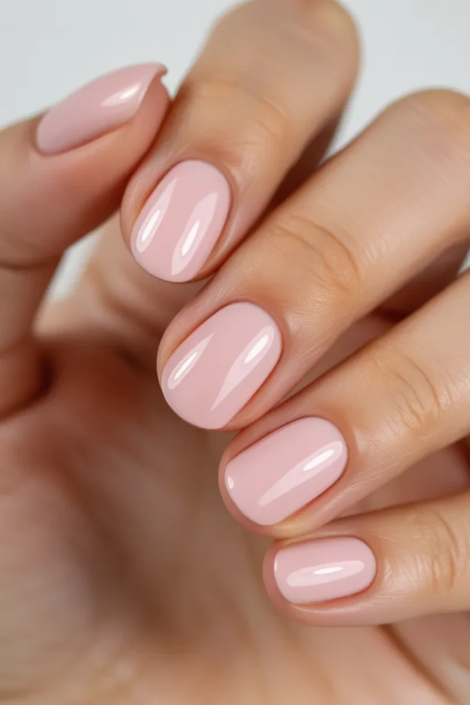 Baby pink glossy nails