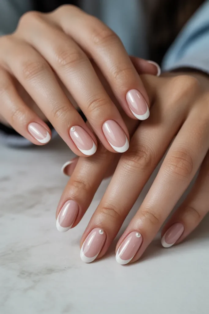 Blush base with white French tips