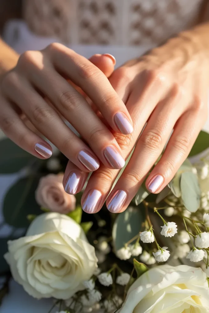 Blush pink glossy nails