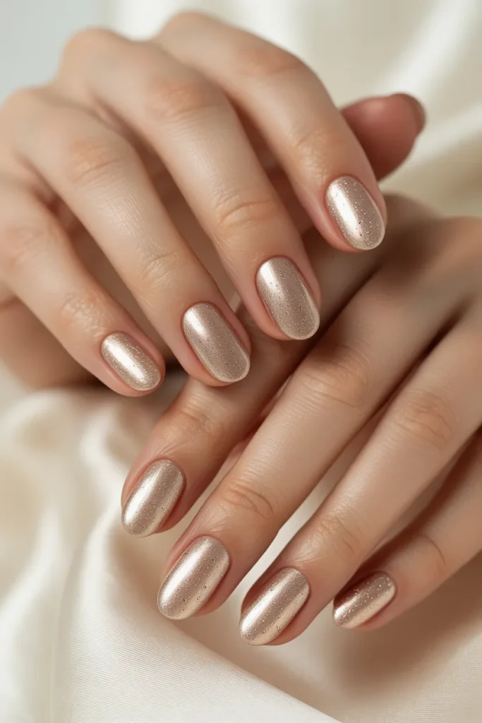 Champagne shimmer oval nails