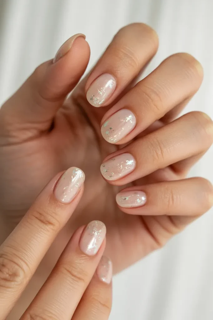 Clear nails with glitter