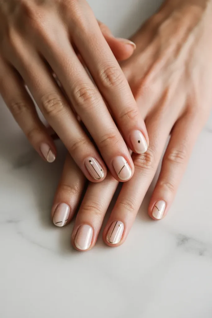 Clear nails with minimal designs