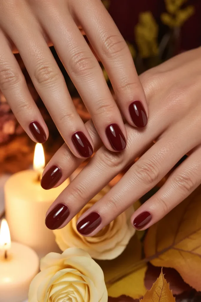 Deep burgundy nails
