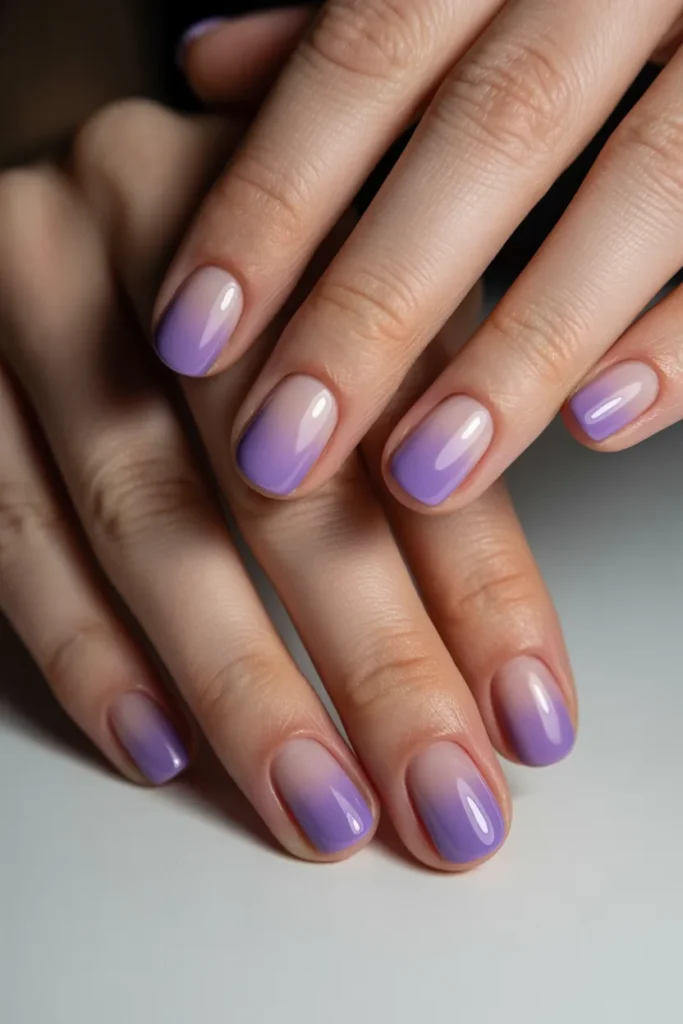  French tips with gradient lavender tones