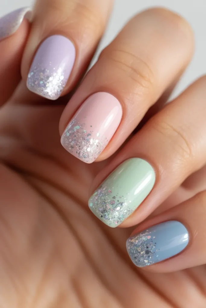 Glitter fade nails from tip to base