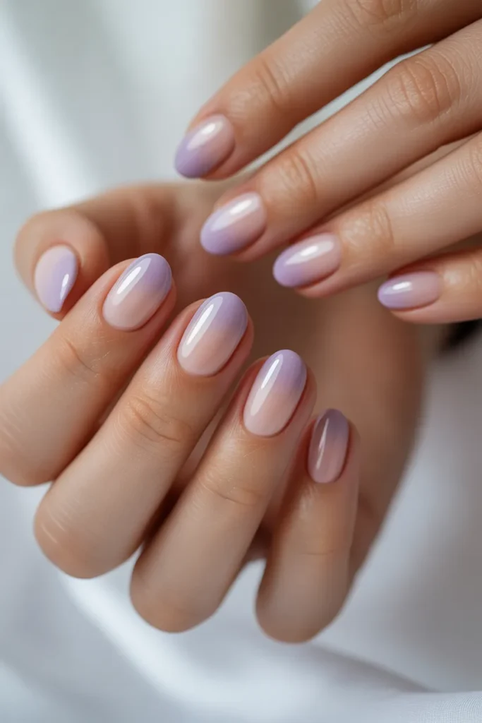 Lavender-toned blush nails