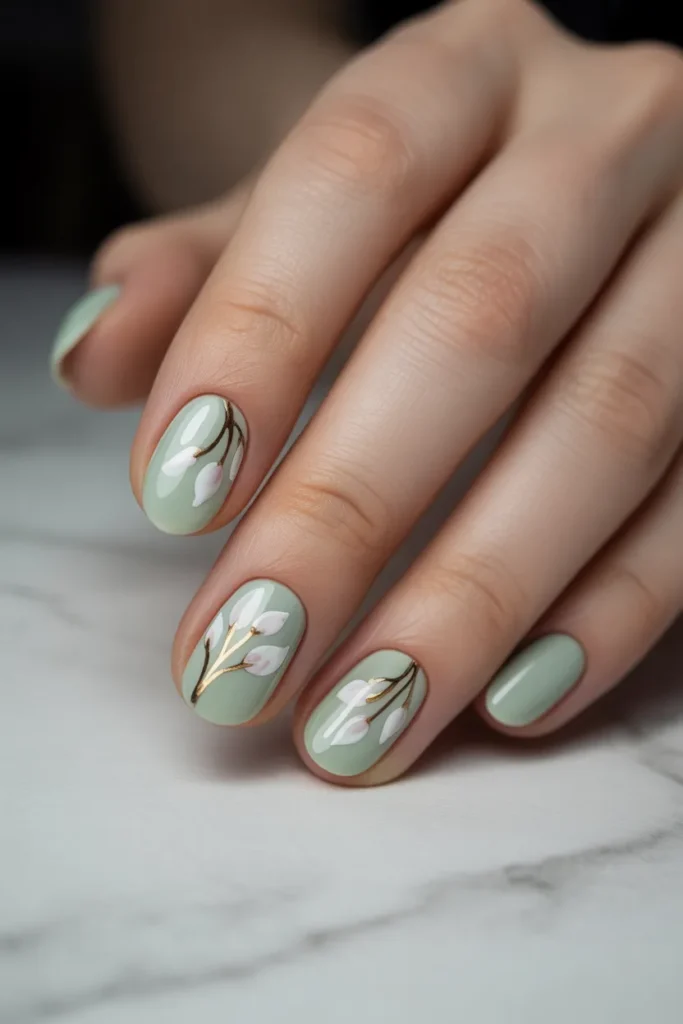 Matte mint green nails