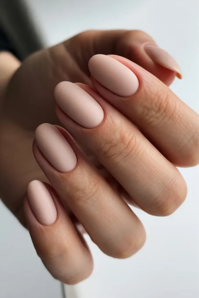 Matte nude oval nails