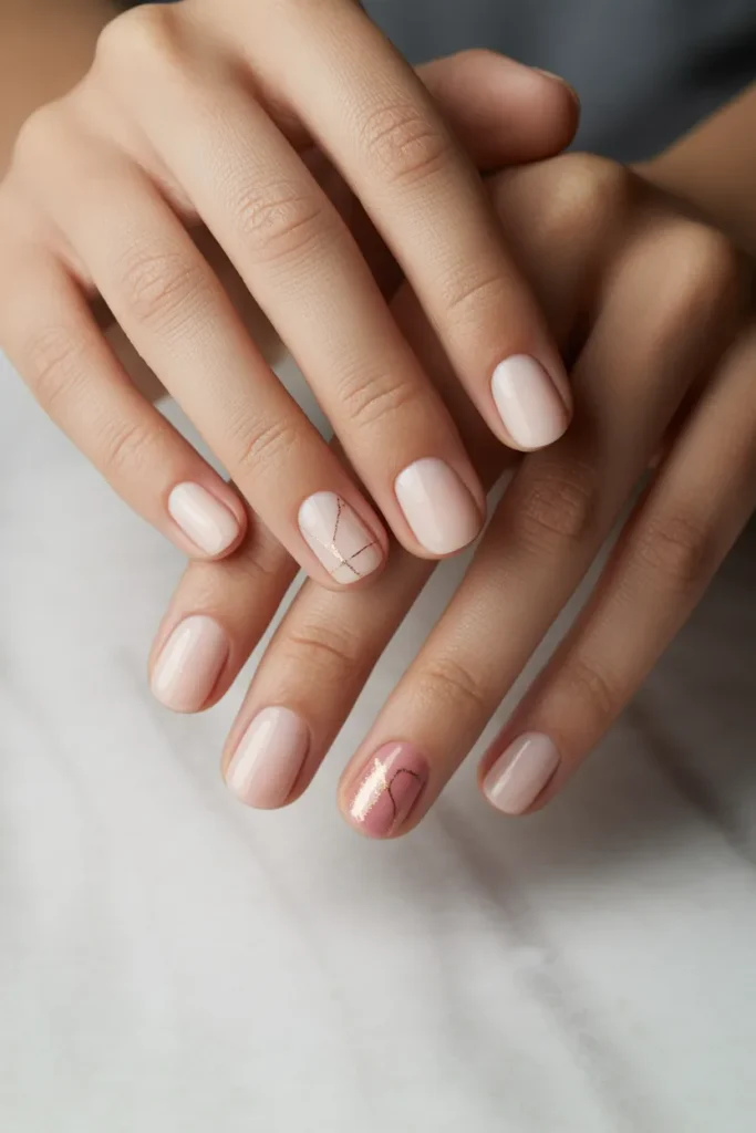 Nude base with soft pink blush