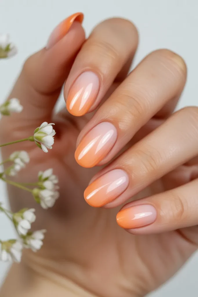  Peach ombre gel nails