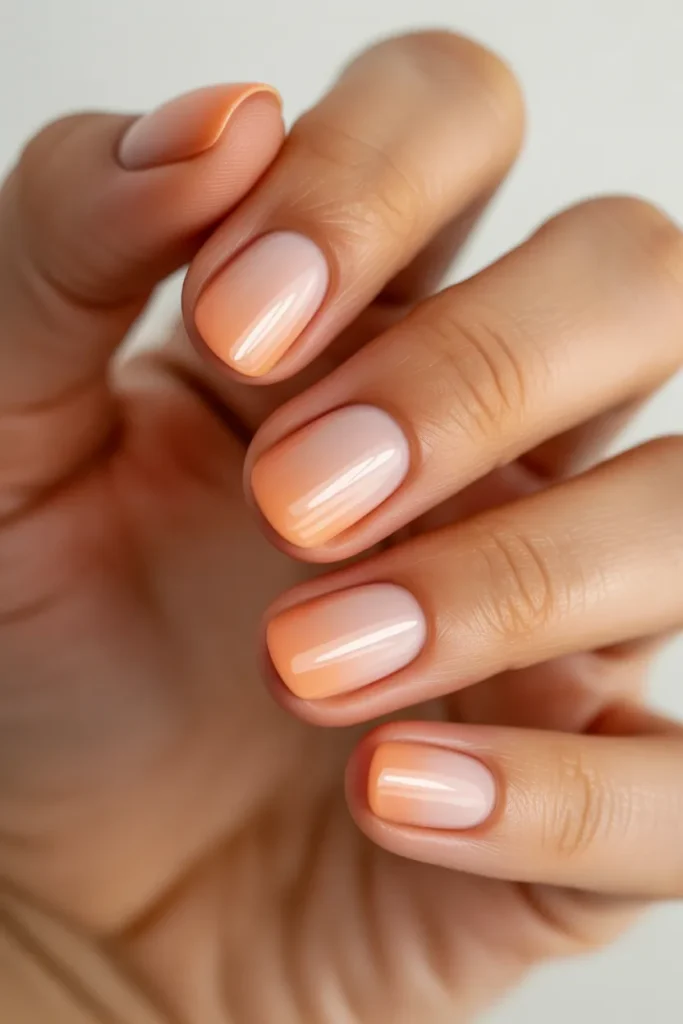 Peach-toned blush nails