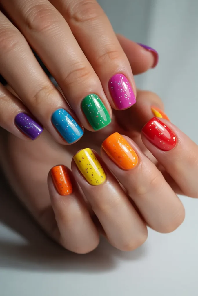Rainbow gradient nails
