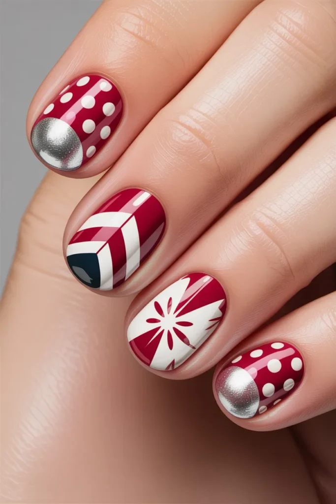Retro patterns with red, white