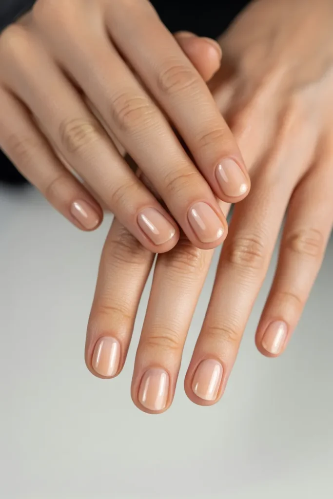 Short nude gel nails