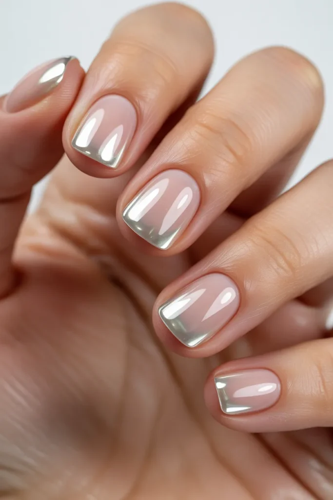 Short square nails with clear glossy polish