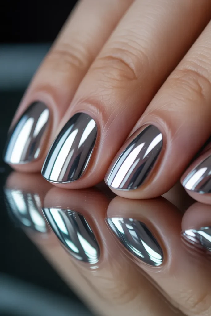Silver chrome nails