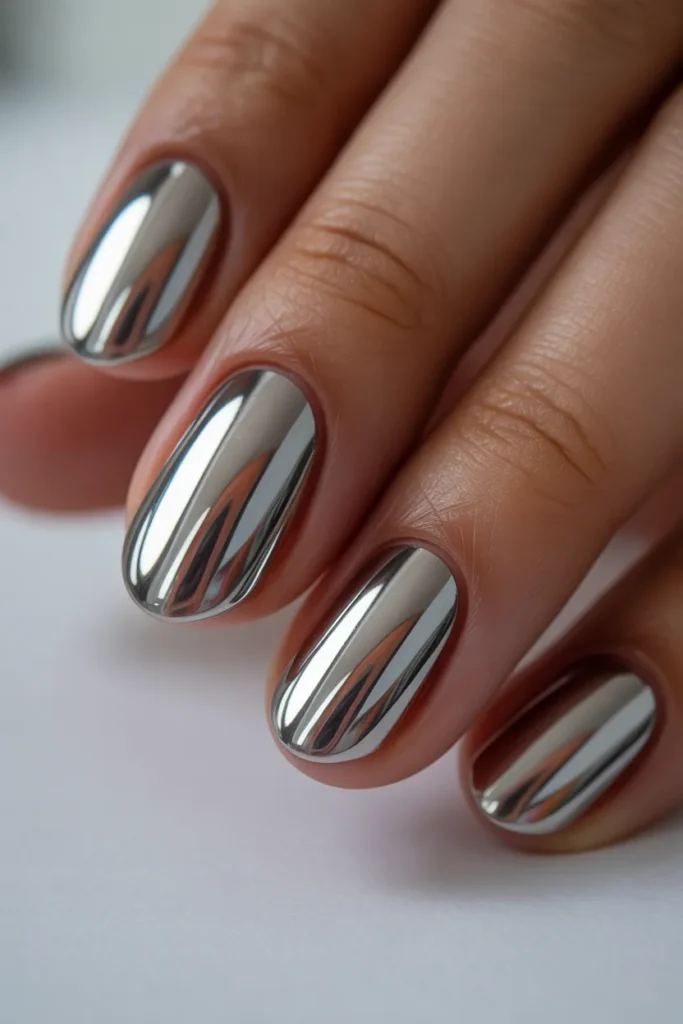  Silver chrome oval nails