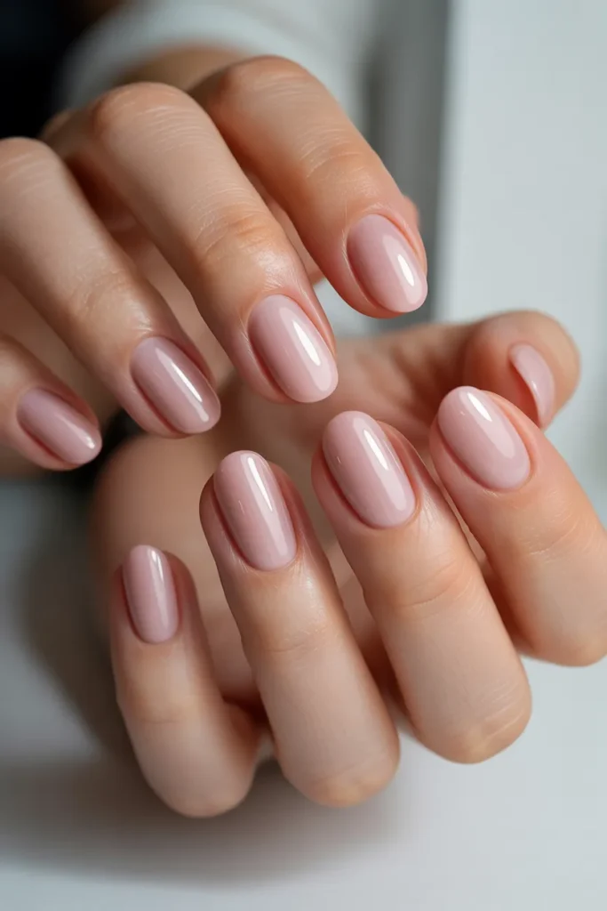 Soft blush pink glossy nails