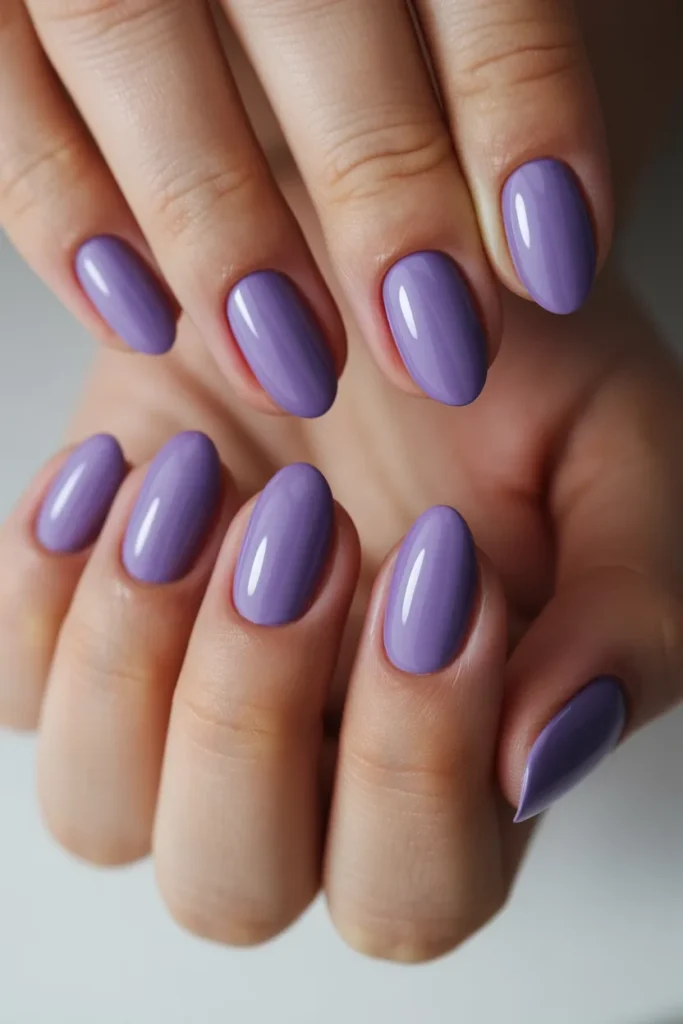 Solid lavender nails with matte finish