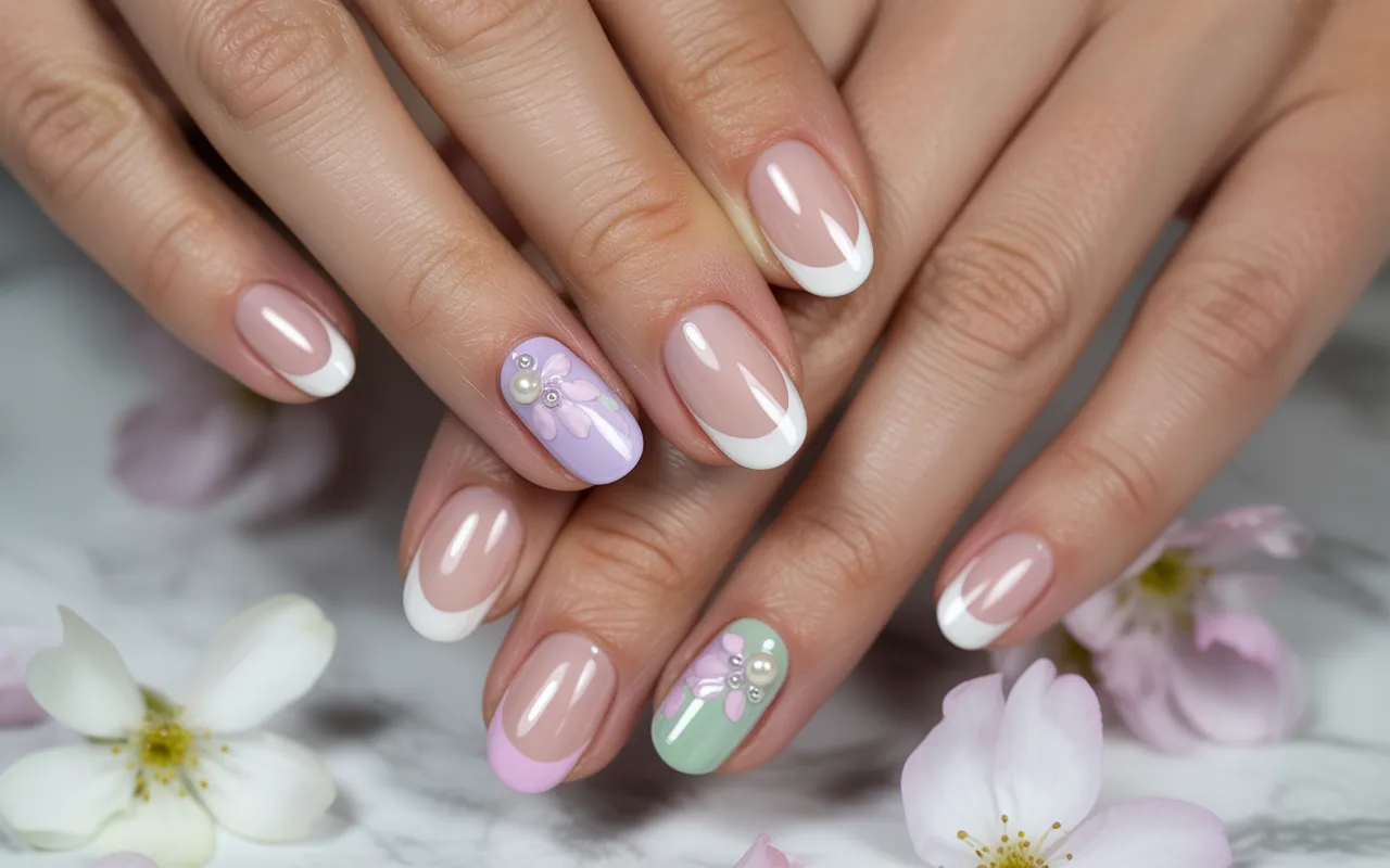 Spring French Tip Nails