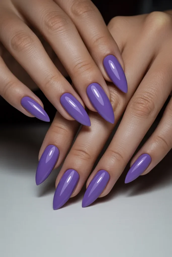 Stiletto-shaped lavender nails