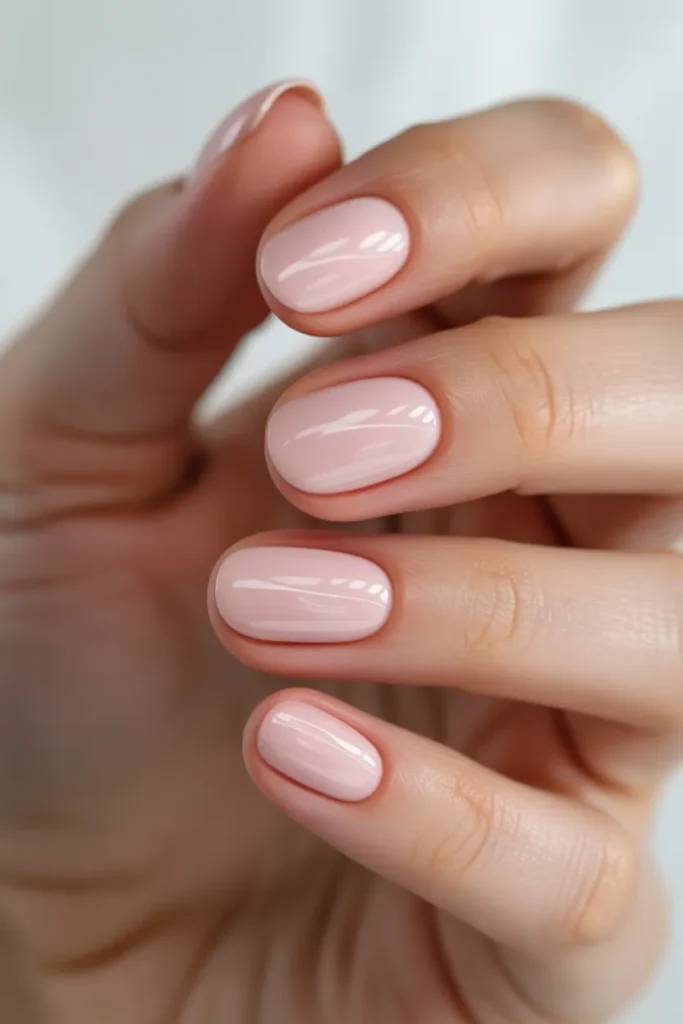Strawberry milk pink oval nails