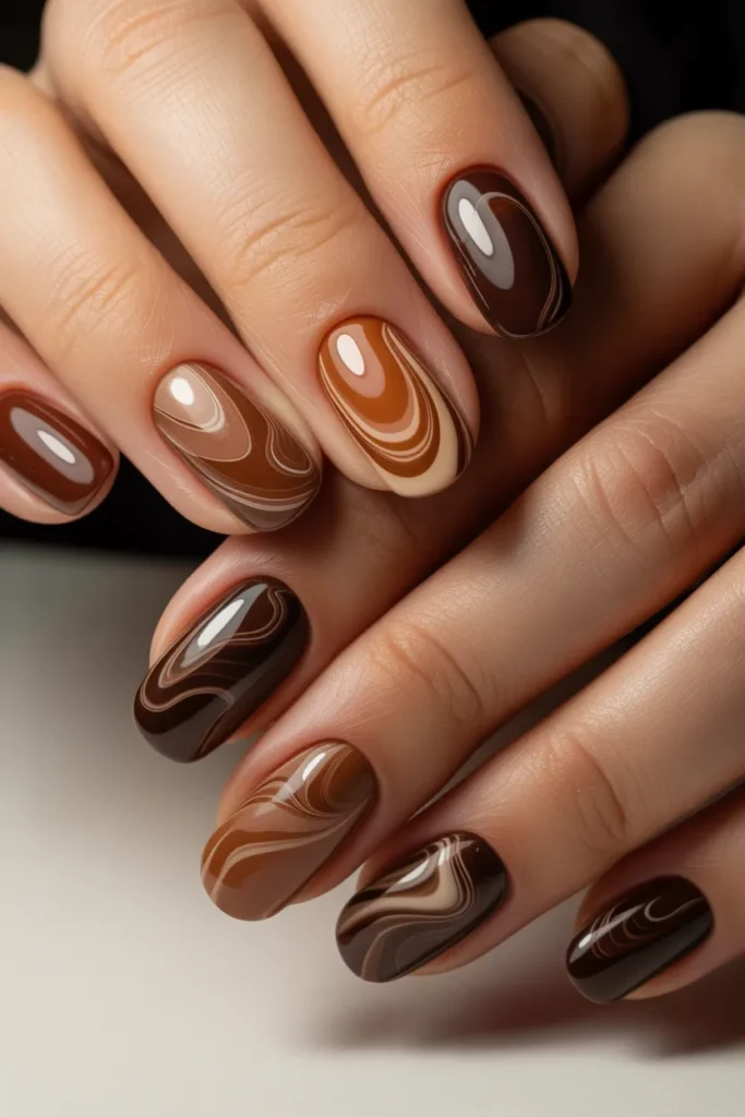 Swirling patterns in different shades of brown