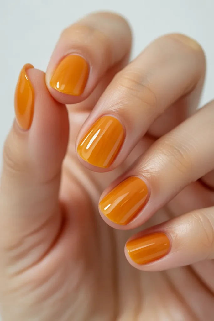 Transparent jelly-like orange nails
