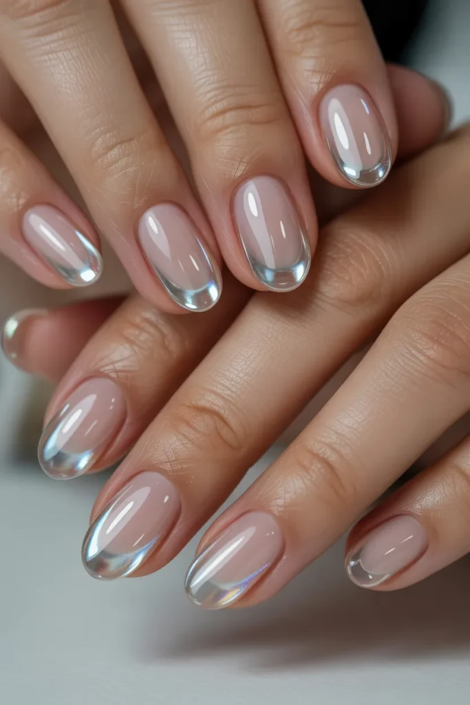 Transparent jelly oval nails