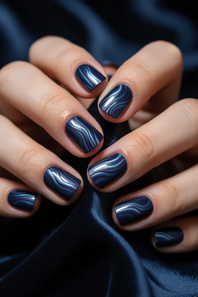 Velvet dark blue nails